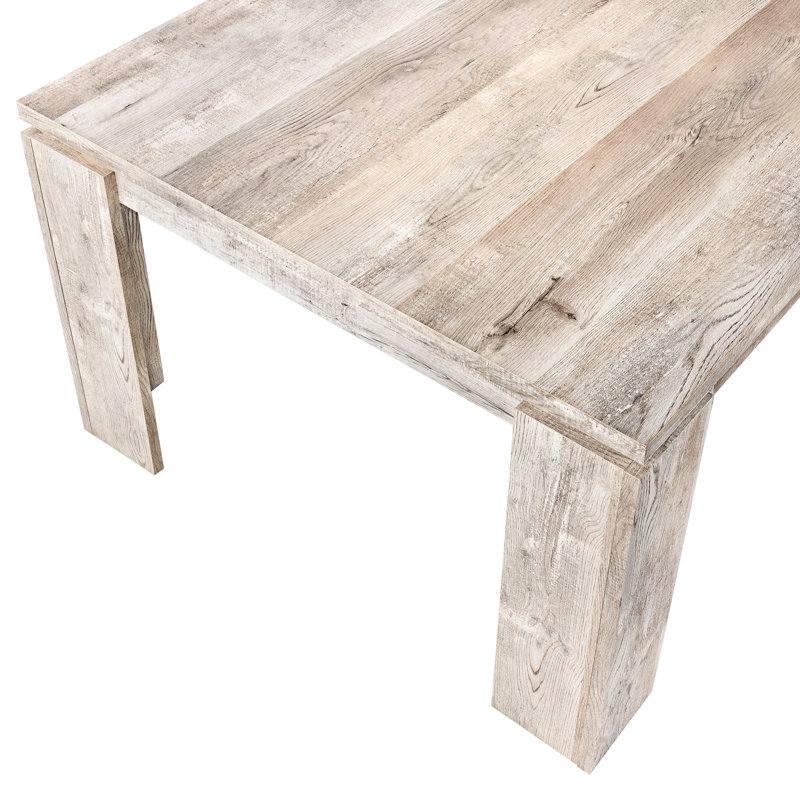 Table de salle à manger Taupe, style rectangulaire récupéré, 60 po, apparence rectangulaire moderne, stratifié beige, construction contemporaine, fêtes