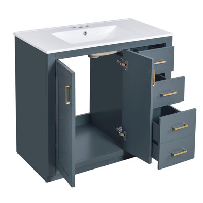 Bathroom vanity with ceramic sink