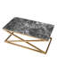 Coffee Table Criss Cross Brushed Brass Finish - Gray Marble