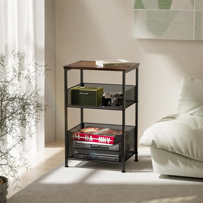 Aibne 39cm W Steel Bedside Table