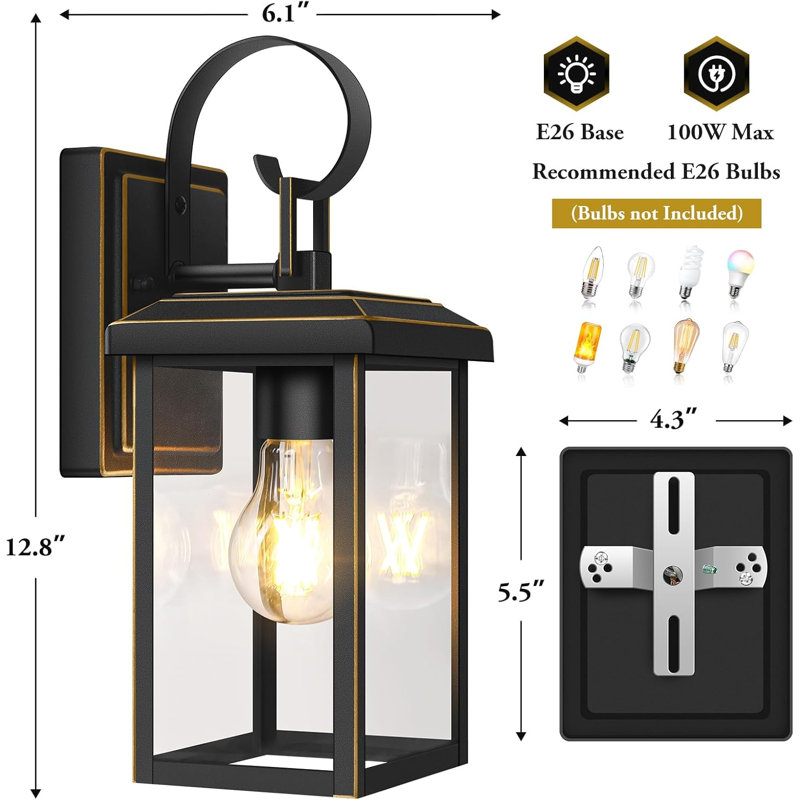 2-Pack Outdoor Wall Light Fixtures, Exterior Lighting Fixtures Wall Mount, Waterproof Porch Lights Outdoor Wall Sconces Lanterns, Modern Outside Lights For House Front Door Garage
