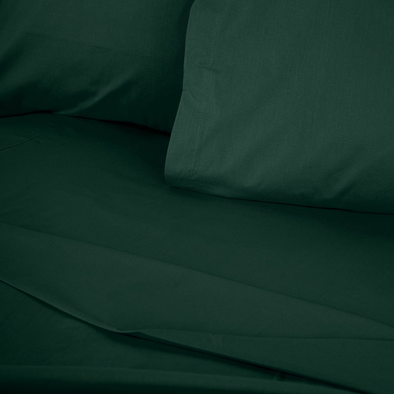 Premium 100% Cotton Ranforce King Fitted Sheet, Dark Green, 76 x 80 + 11.8 inches | 155 Thread Count, Soft & Durable | Machine Washable, Perfect for Luxurious Sleep Experience, Fits Deep Mattresses