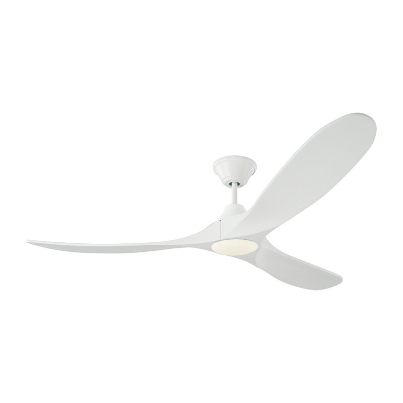 LED Downrod Ceiling Fan, Matte White with White Blades, 60 inches