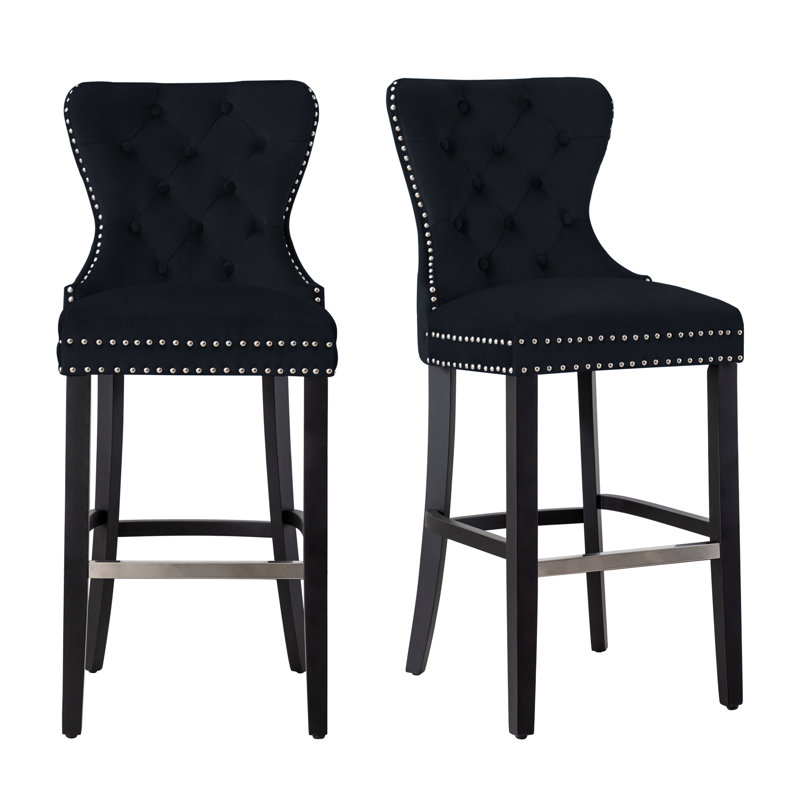 Tabouret de bar et de comptoir Kirsten, Tabouret de bar (siège d'une hauteur de 29 po), Noir, Noir