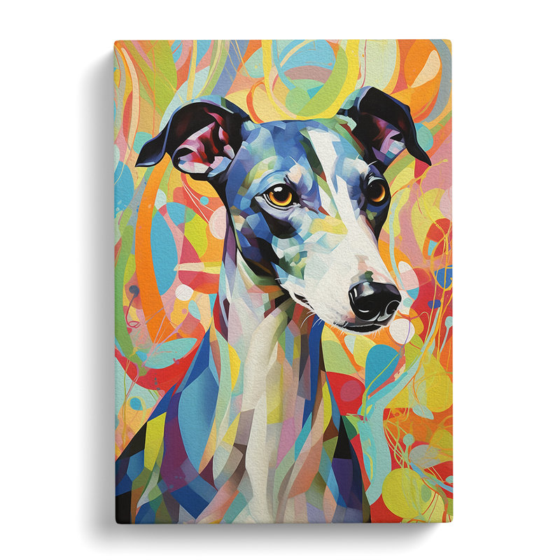 Whippet Hard Edge Painting - Wrapped Canvas, 60cm H x 40cm W x 3cm D