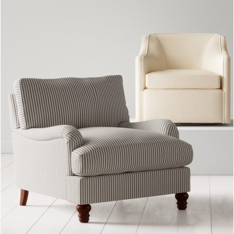 Marietta Upholstered Swivel Armchair, Canvas Flax Sunbrella® Canvas