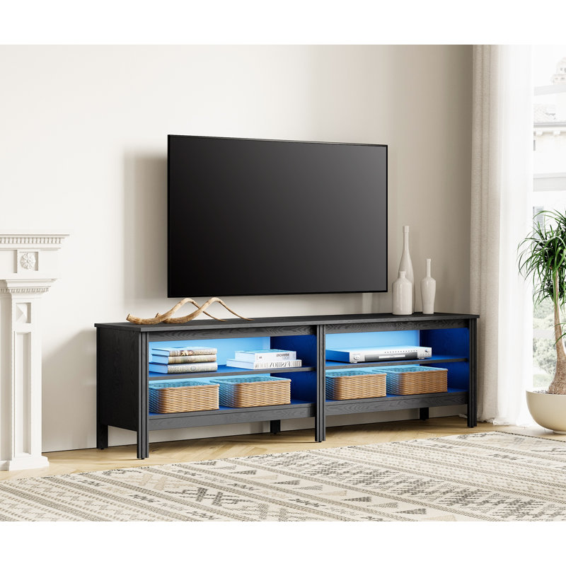 Meuble télé 70 pouces Ashae avec lumière DEL bleue pour téléviseur de 75 po ou moins, Multicolore
