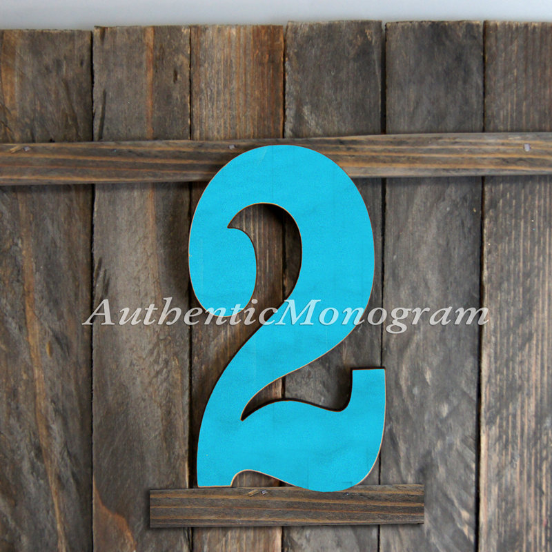 Suspension murale numéro de lettre monogramme, Bleu, 2