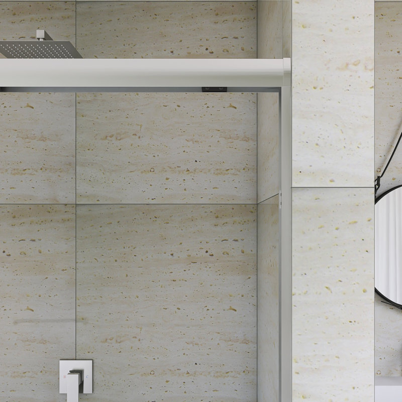 56-60 "W X 72" H Aluminum Frame Double Sliding Shower Door In Brushed Nickel Finish, Brushed Nickel