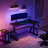 Chaniqua Music Synced RGB LED Standing Desk & Glass Gaming Desk-89229647