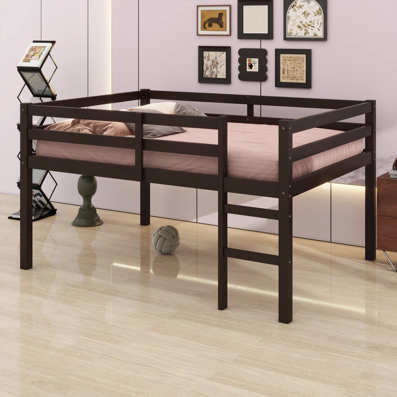 Lit mezzanine en bois avec échelle, Espresso