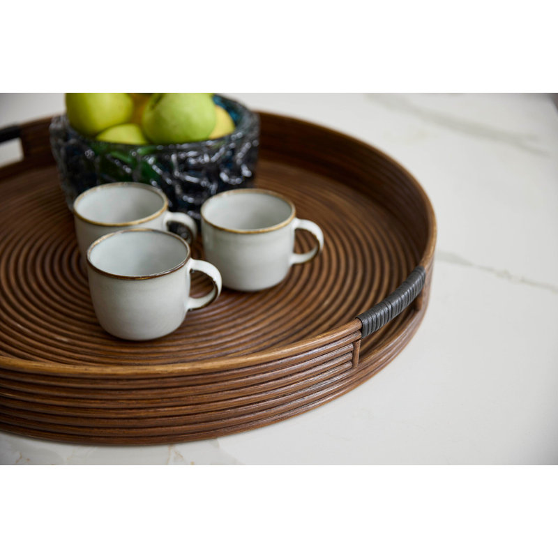 Papeete Rattan Decorative Tray, 3" H x 18" W x 18" D