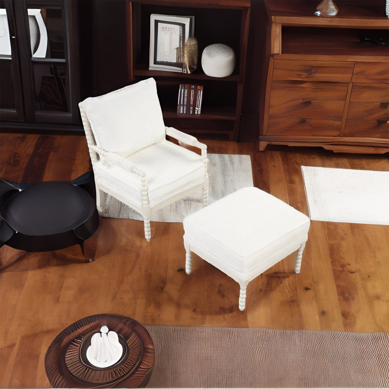 Fauteuil rembourré, Velours blanc, Blanc