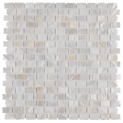 Carreau de mosaïque murale coquille naturelle blanche 11-1 / 2 "x 11-7 / 8" Conchella Subway