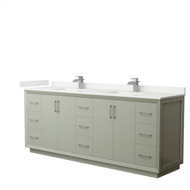 Strada 84'' W Double Vanity, Matte Black, Light Green, WDX13325