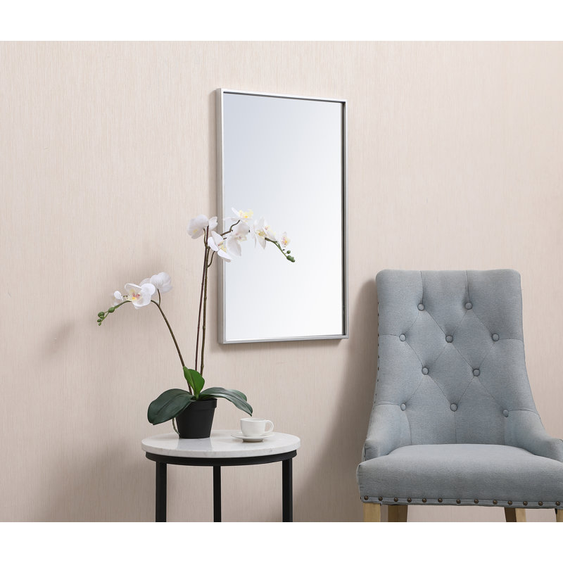 Sabine Metal Rectangle Wall Mirror, 36" x 24", Silver