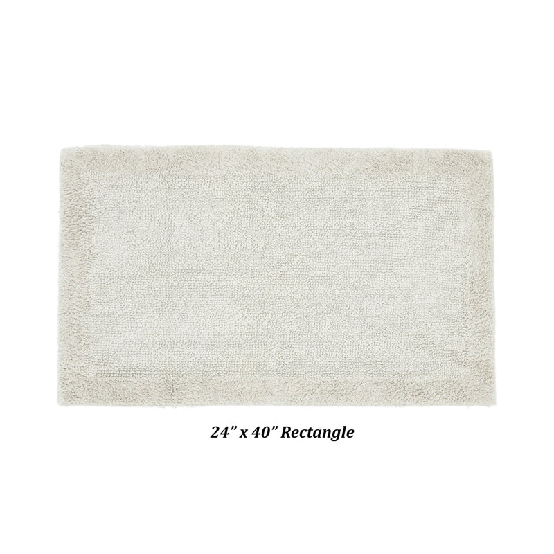 Jasmyne Premium 100% Cotton Tufted Reversible Bath Rug, Extra Soft & Super Absorbent, Machine Washable Bathroom Rug for Shower, Tub & Sink Area, 24" x 40", Ivory