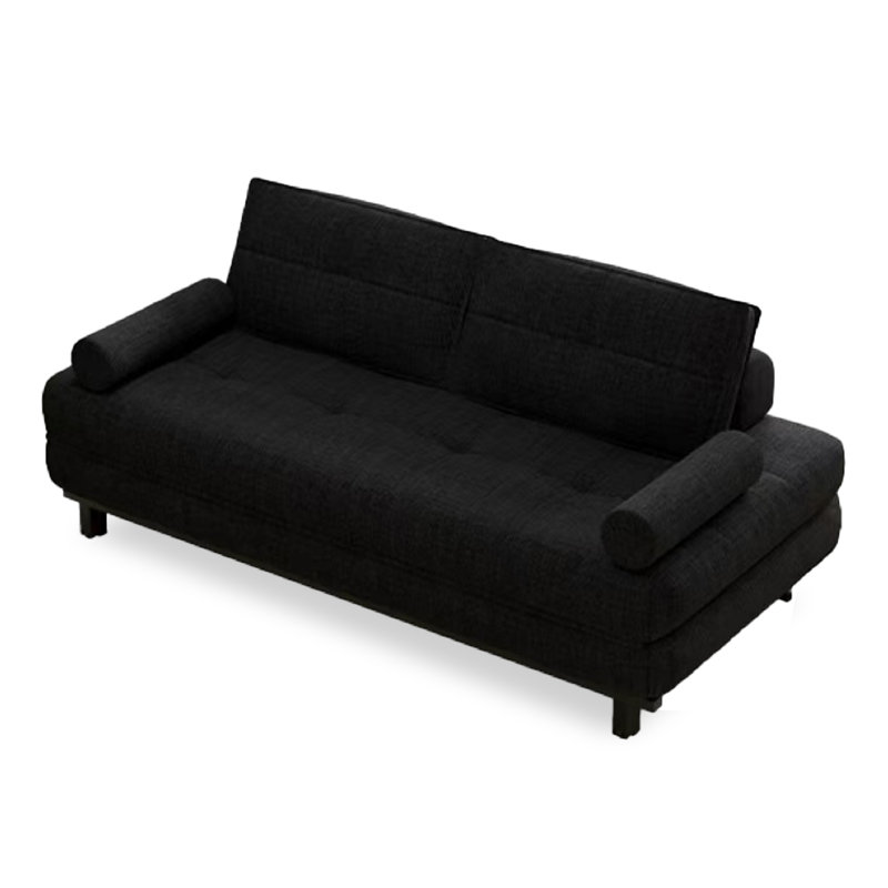 Canapé noir en polaire grainée et acier au carbone, style Mid-Century, pour chambre et salon
