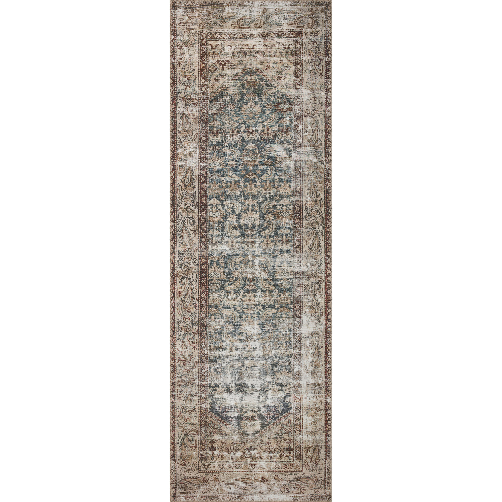 Amber Lewis x Loloi Georgie Teal / Antique Area Rug, Runner 2'6" x 9'6"