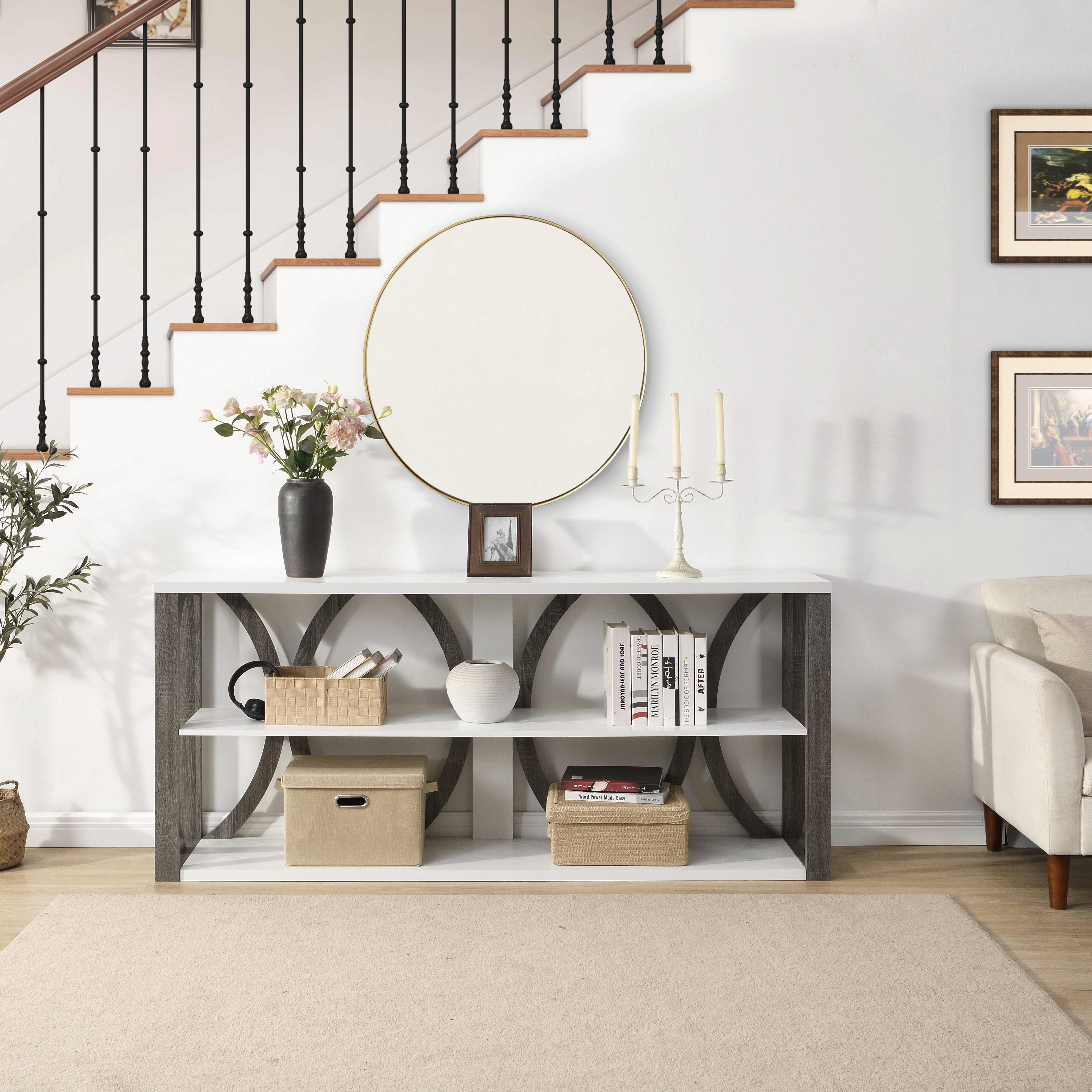 George Oliver -Tier Industrial Console Table, 70.87 Inch, Narrow Entry ...