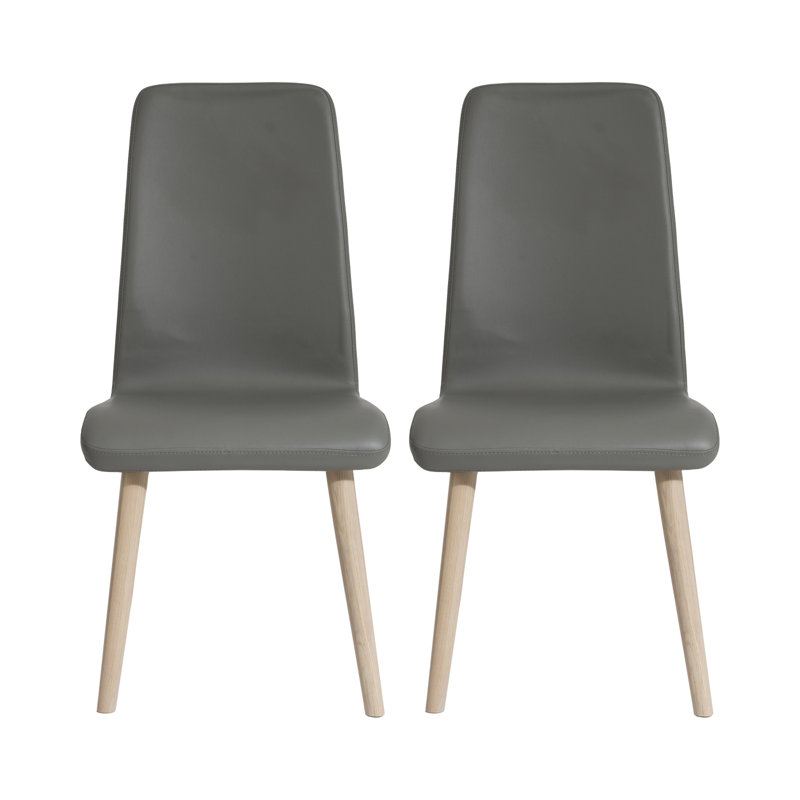 Dermott 47cm H Upholstered Side Chair, Grey, Light Oak