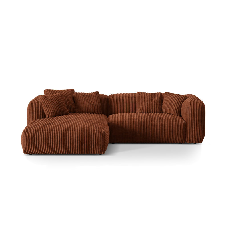 Betsayda 2 Seater Corduroy Corner Sofa , Brick