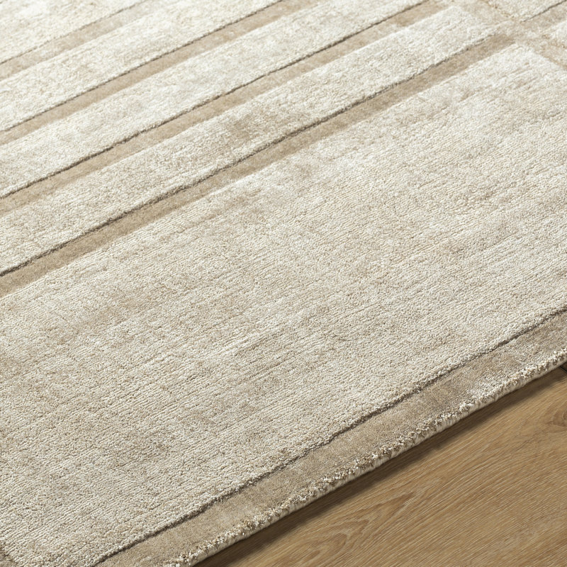 Rectangle Onetta Geometric Hand Loomed Viscose Area Rug in Brown, Rectangle 10' x 14'