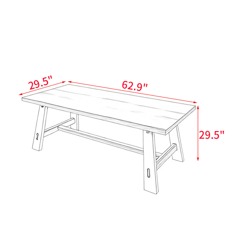 Table de salle à manger en bois massif American Style Country, H 29,5 po x L 62,9 po x l 29,5 po 