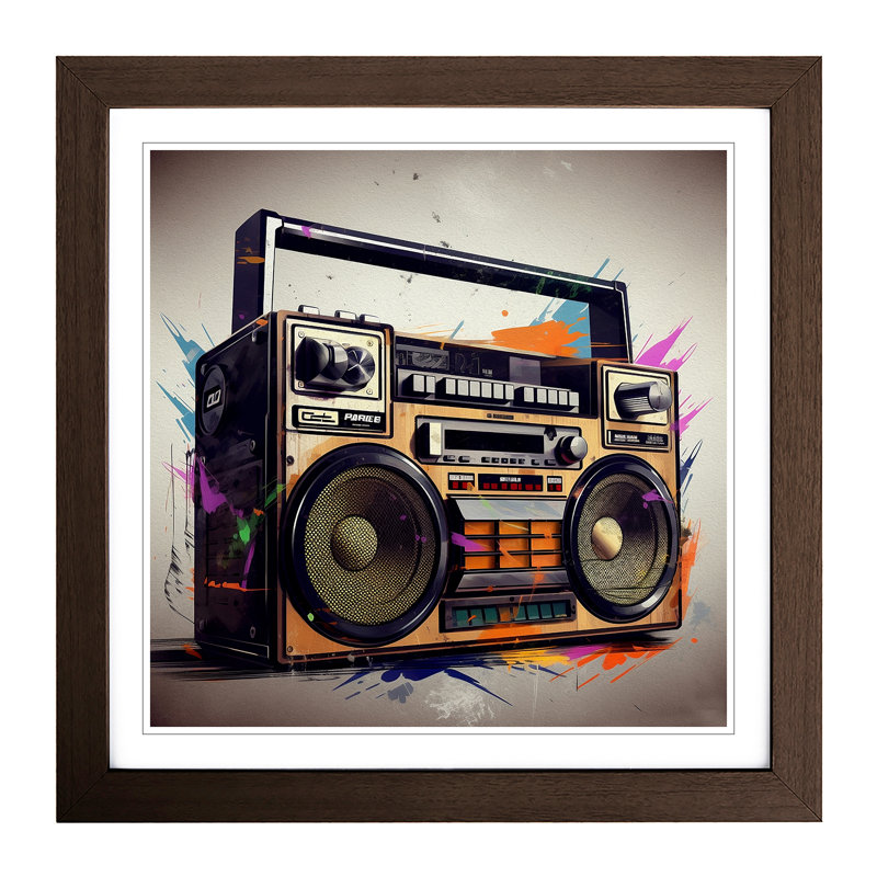 Boombox Digital Art - Framed Print, Walnut