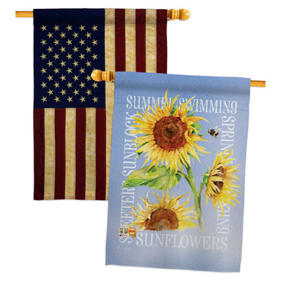 Drapeau de maison d'été en polyester tournesol 40 x 28 po