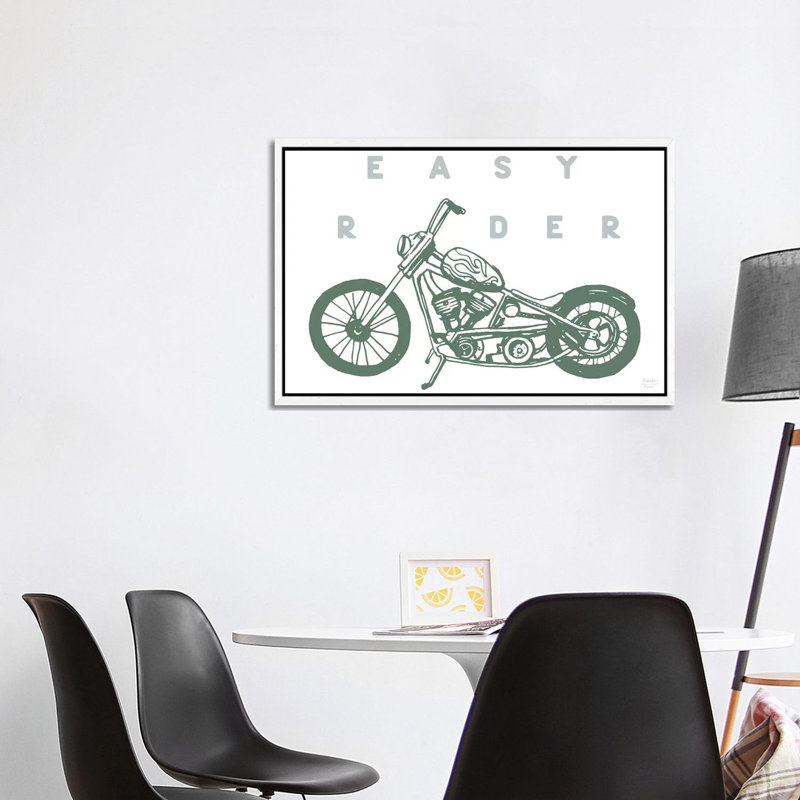 Easy Rider Motorcycle 1 Piece Wall Art on Canvas, 66.04cm H x 101.6cm W x 3.81cm D, White Floater Framed