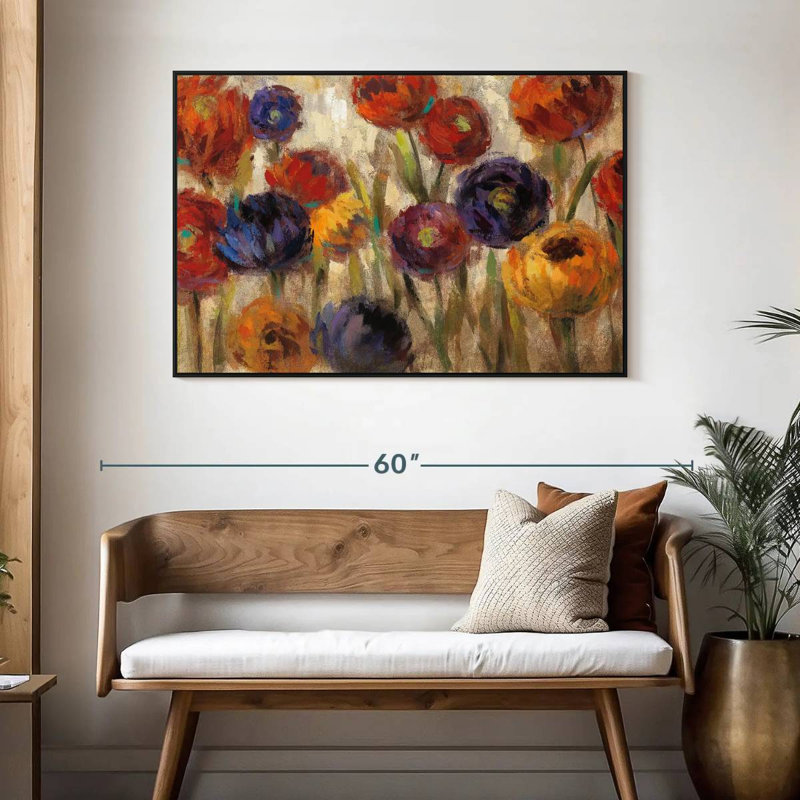 Asters et mamans, 46 po x 31 po, Cadre flottant noir