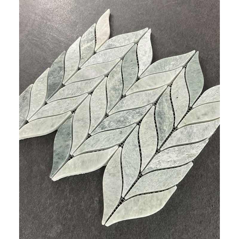 Leaf Pattern Marble Novelty Mosaic Tile, Green