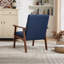 Solid Wood Accent Chair with Tufted Seat, Mid-Century Armchair with Curved Armrests, Reading Chair-1813400088