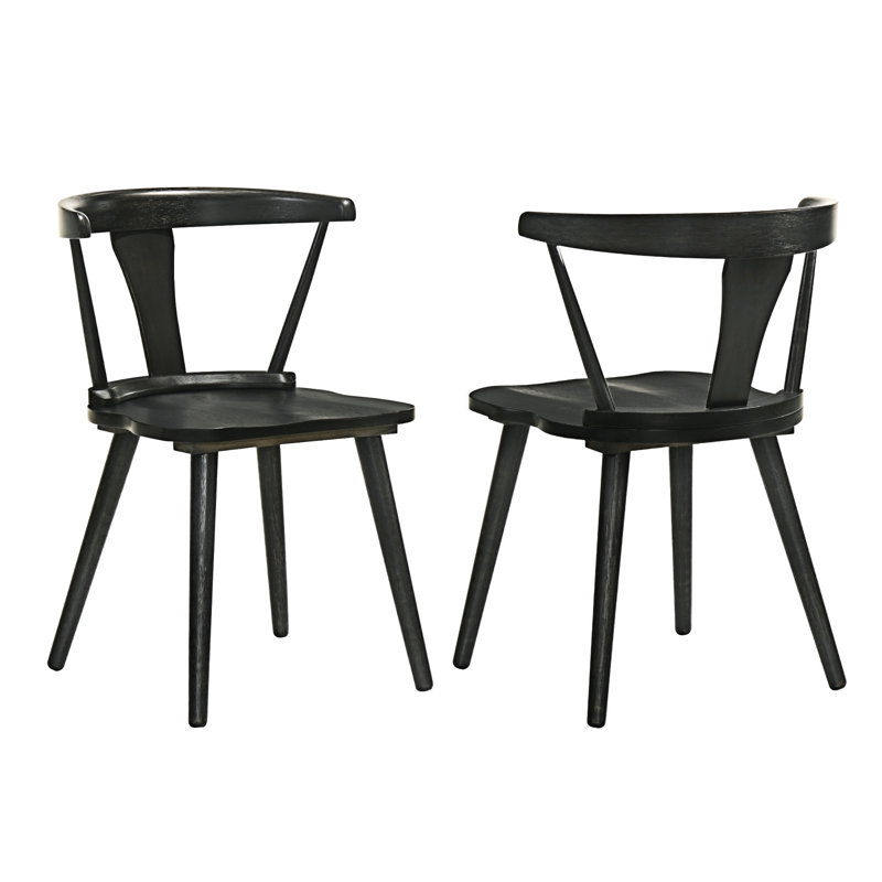 Ensemble de 2 chaises en bois massif, Noir
