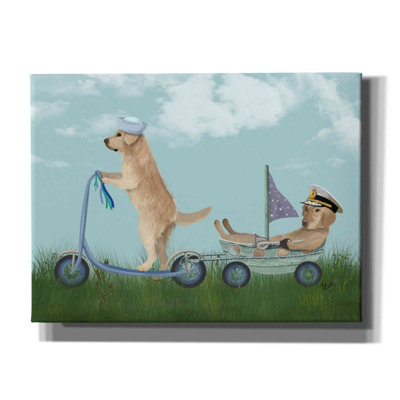 Golden Retriever Scooter - Impression sur toile tendue