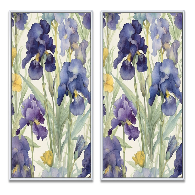 «Impression Of Iris», 2 pièces sur toile, Cadre blanc, H 24 po x l 20 po
