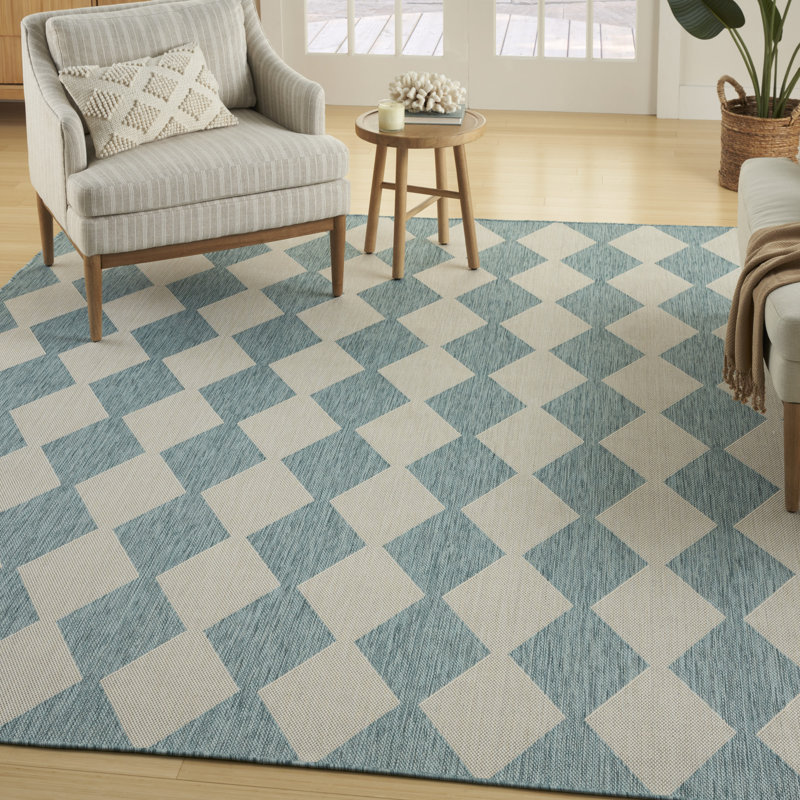Positano Indoor / Outdoor Rug, Rectangle 8' x 10', Sky Blue