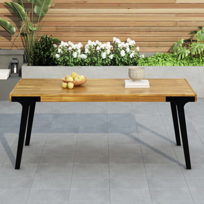 Élégante table de salle à manger résistante aux intempéries, 69 po de long, mangeant du bois, 6