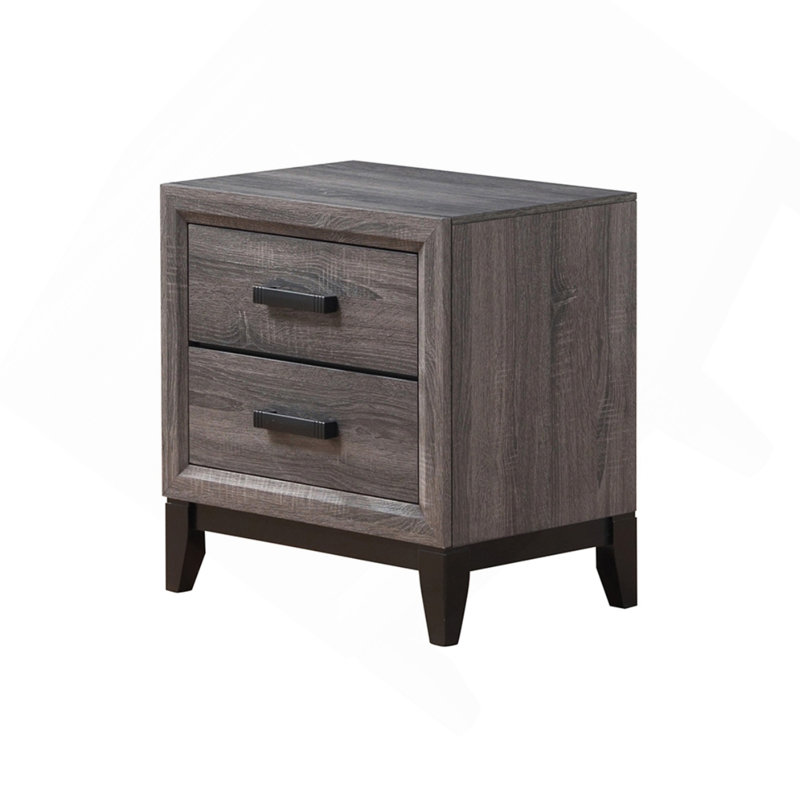 Gray Modern Nightstand, Black,Gray
