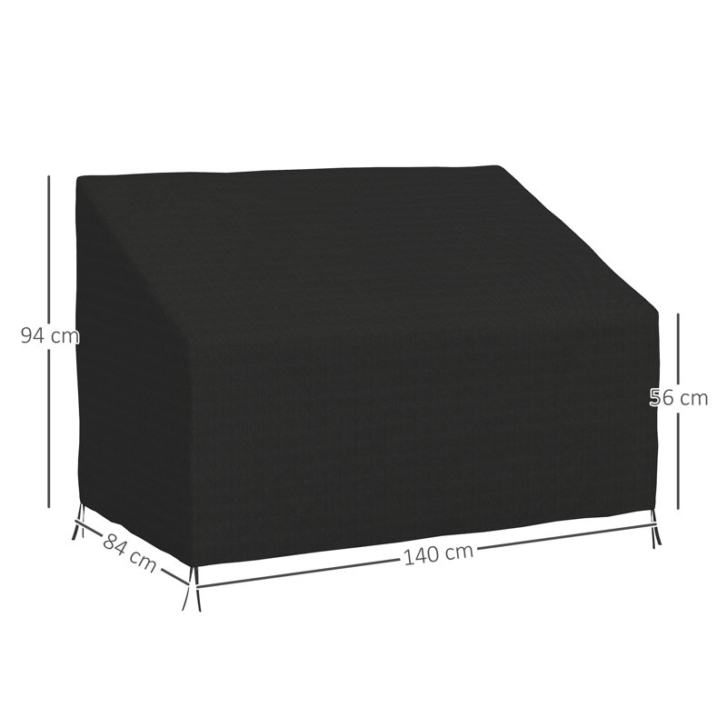 600D Oxford Cloth Furniture Cover, 140L x 84W x 56/94H cm, Black