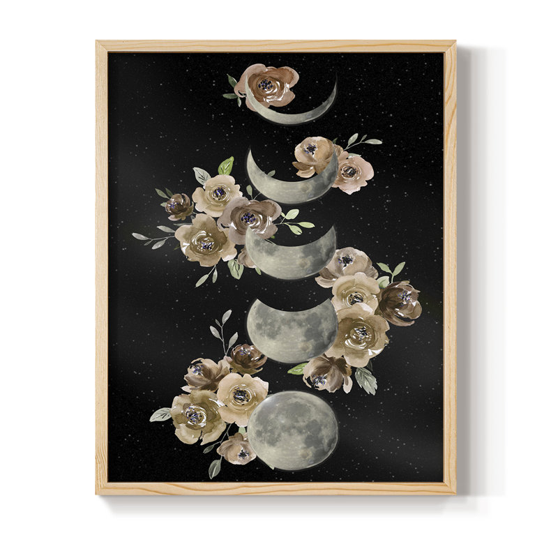 «Bohemian Lunar Phases», reproduction encadrée - bois massif, H 30 po x l 24 po