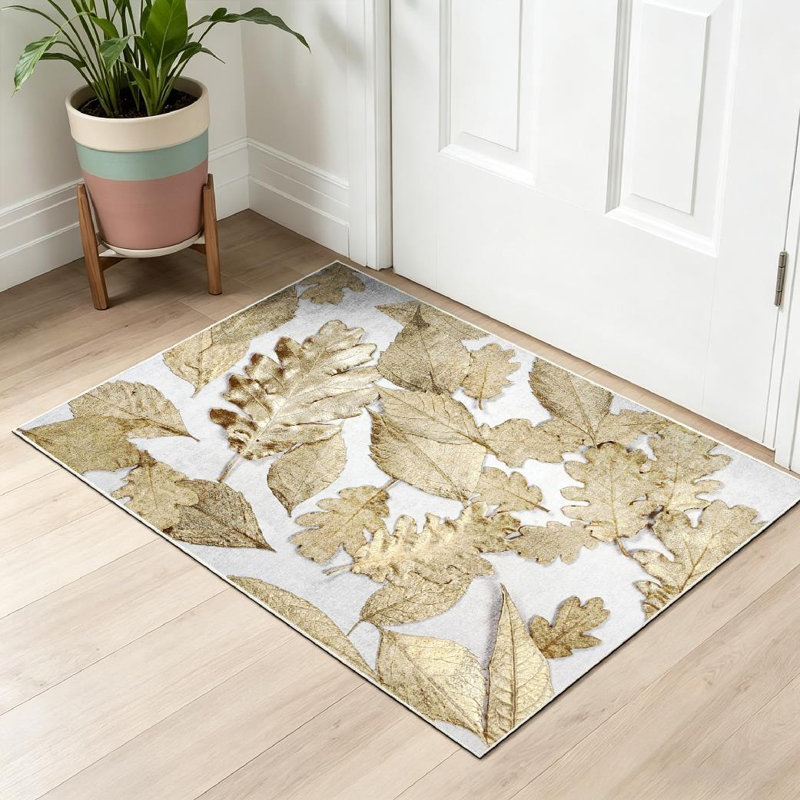 Tapis orange lavable à la machine, feuilles d'automne doré Il y a un tapis d'intérieur, Rectangle 32 po x 47 po