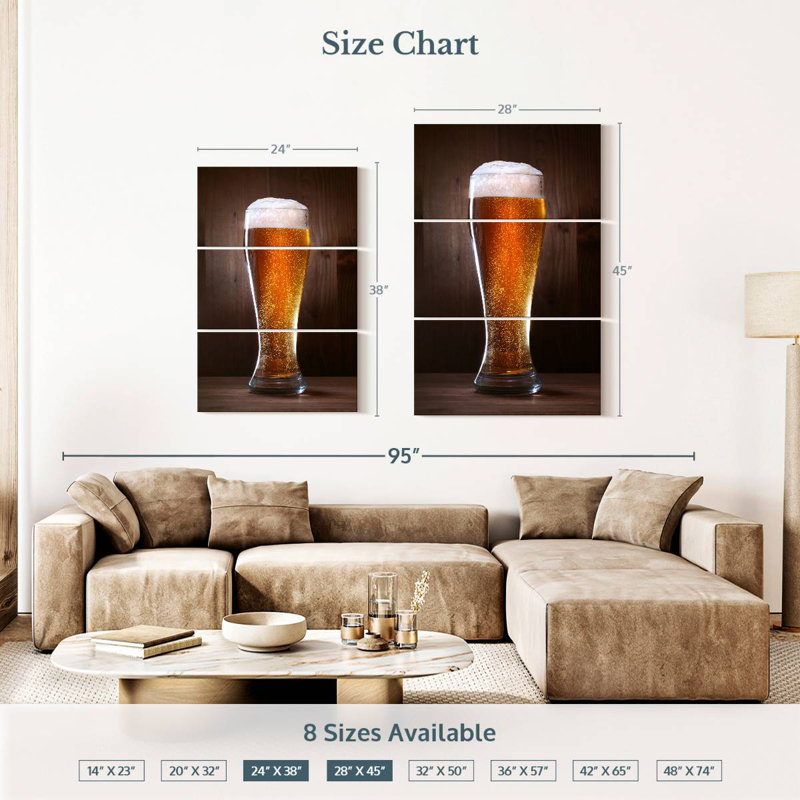 Verre de bière, H 38 po x l 24 po