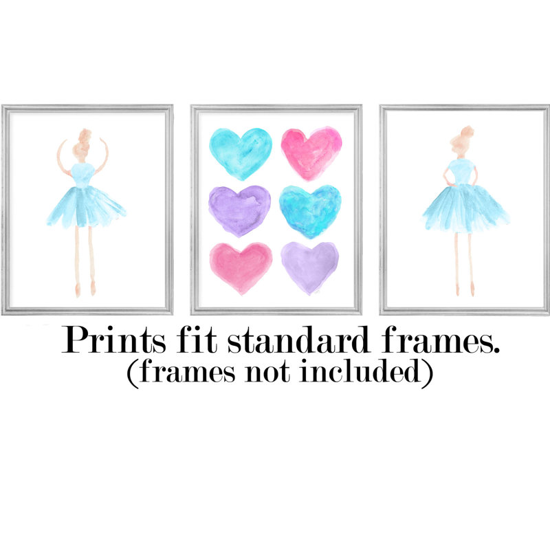 «Little Girls Ballet», impressions sur papier, H 10 po x l 8 po x P 0,06 po, Bleu multi cyan