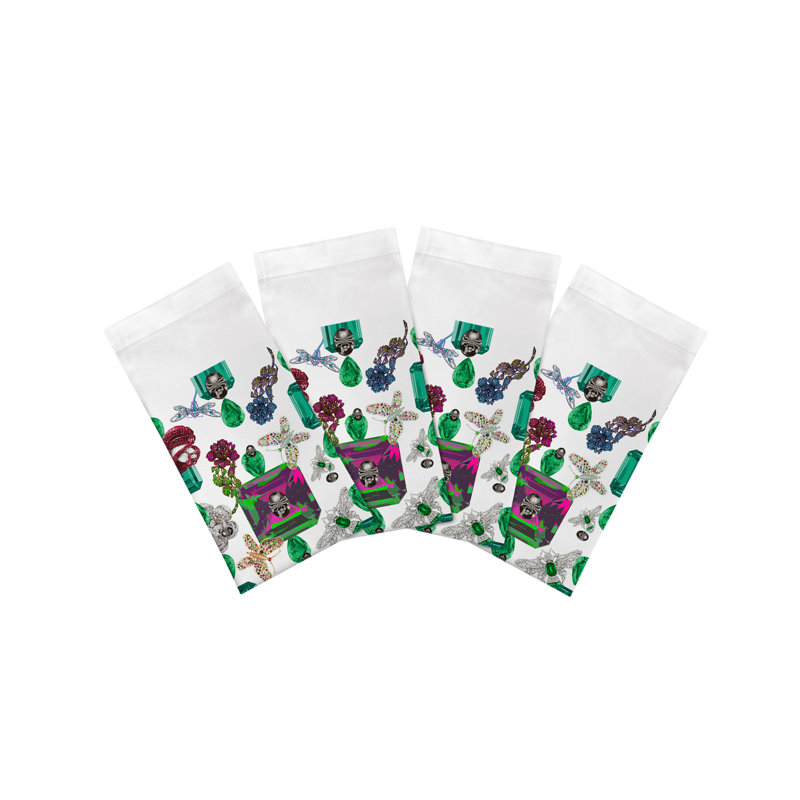 Jewel Box Emeralds Cotton Sateen Dinner Napkins, White