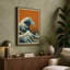 Great Wave Rising Japandi - Wrapped Canvas-2136528173-2136528172