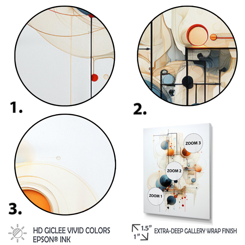 Teal Orange Line Art Conceptual Symbolism On Canvas Print, Black Picture Framed, 20" H x 12" W x 1" D