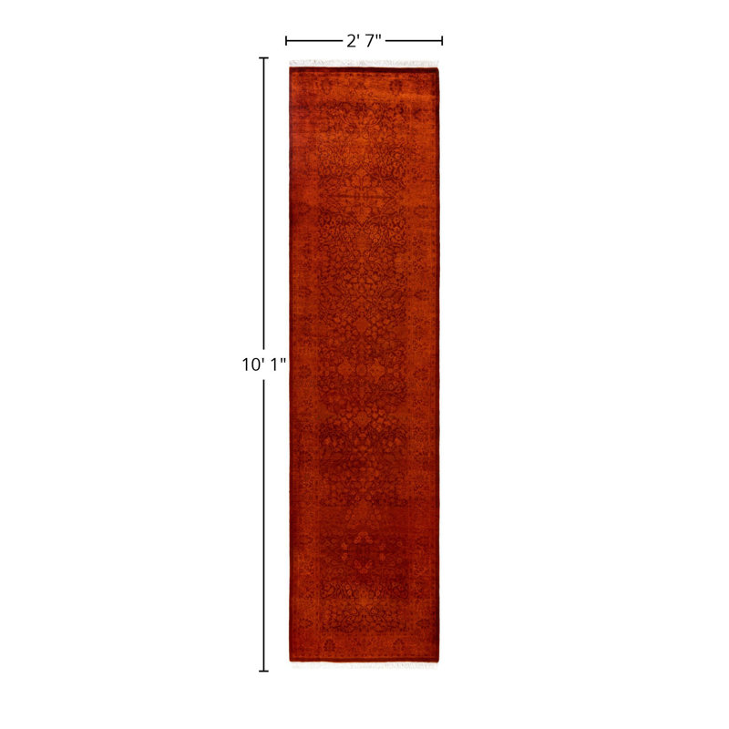 Overdyed One-of-a-Kind Runner 2'7" X 10'1" Hand Knotted Area Rug