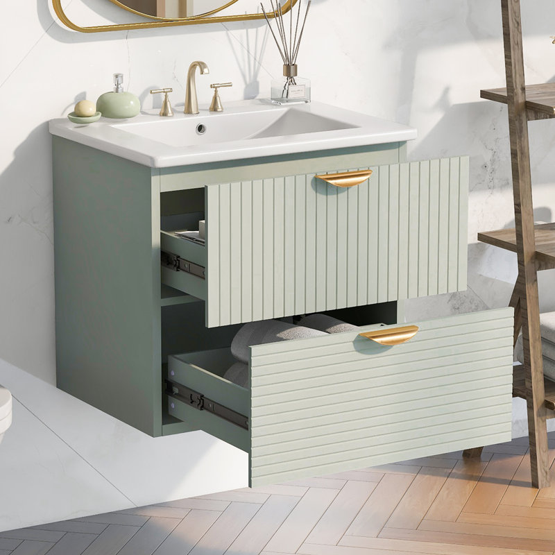 Meuble-lavabo mural moderne 24 po, Vert